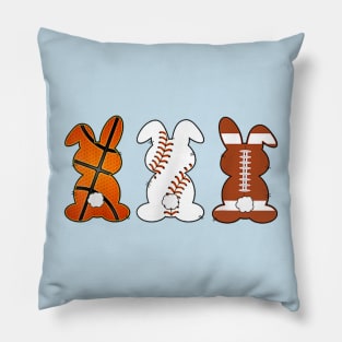 Basketball Baseball Football Sports Easter Bunny Rabbits Pillow