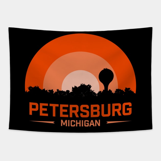 Petersburg, Michigan - Vintage Sunset Tapestry by SchaubDesign