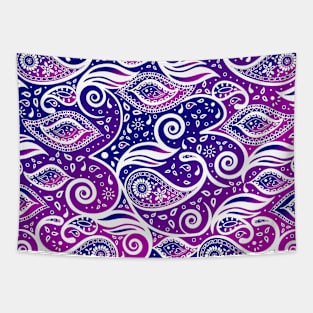 Paisley Bohemian Breeze Art - White and Shades of Purple and Blue Tapestry