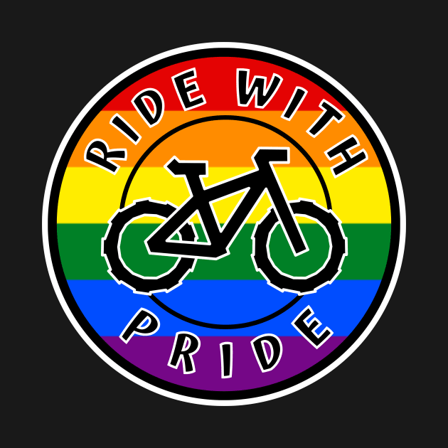 Ride With Pride Rainbow Round - Gay Cyclist - Bike Bicycle - Pride by Bleeding Red Pride