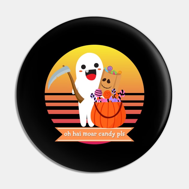 Halloween Cute Ghost Oh Hai Moar Candy Pls Candy Bag Trick or Treat Sweet Tooth Funny Costume Pin by nathalieaynie