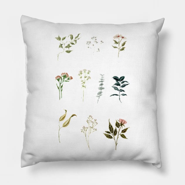 Delicate Botanical Pieces Pillow by ShealeenLouise