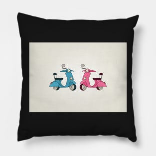 Blue and Pink Scooters Pillow