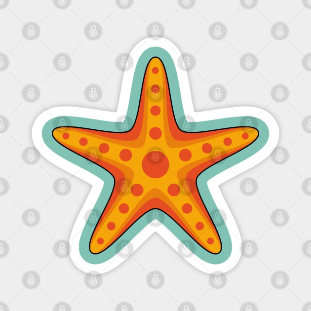 Cute Orange Starfish Cartoon Magnet by BirdAtWork