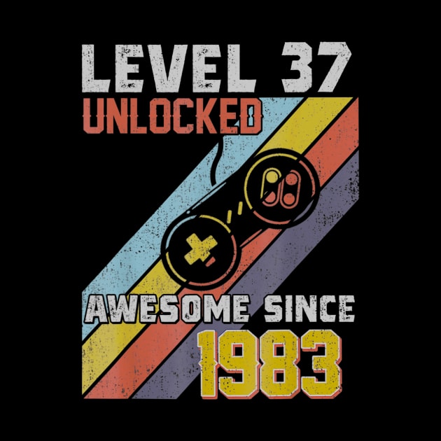 37th Birthday Level 37 Unlocked Born In 1983 Gift by bummersempre66