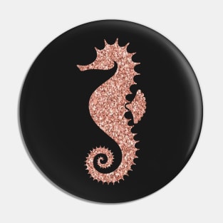 Rose Gold Faux Glitter Seahorse Pin