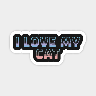 I Love My Cat Classic Video Game Graphic Peach Purple Blue Gradient Magnet