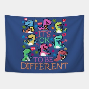 Autism Dino and Awareness for Autistic Spectrum T-rex Lover Tapestry