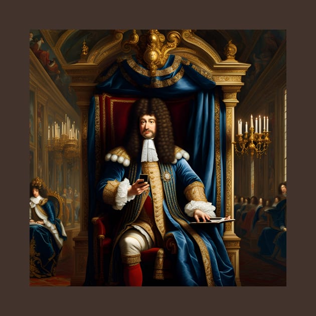 Louis XIV watching his Smartphone by Superfunky