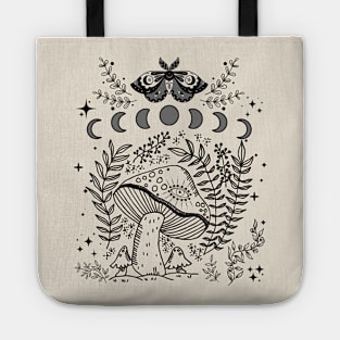 Cottagecore Mushroom Dark Academia Moon Phases Tote