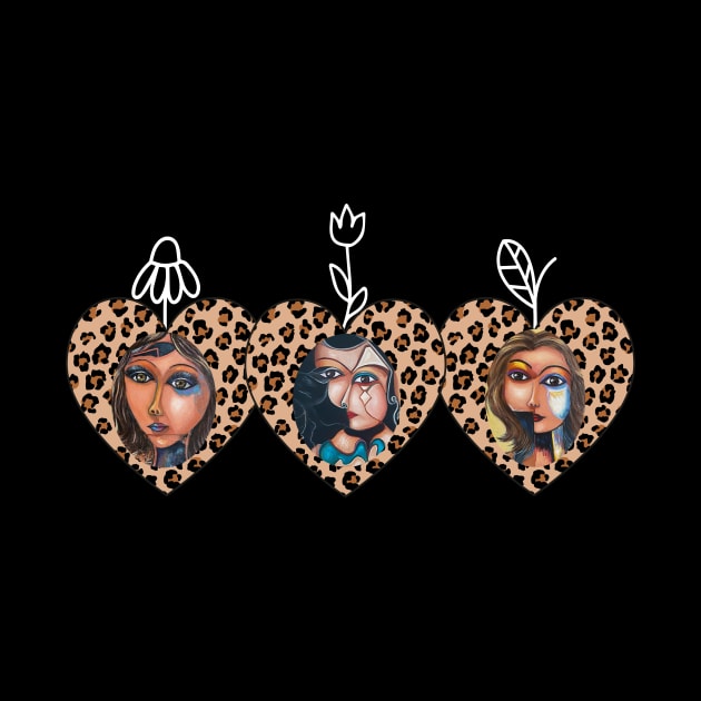 Women's Valentines day | Three Cutes Hearts Leopard Prints | Funny Gift for Her by ESSED