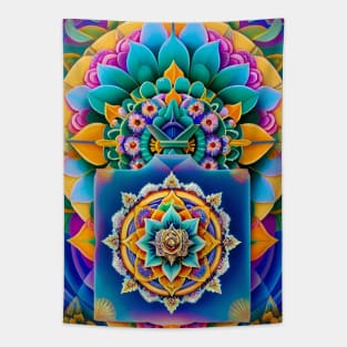 Sri Yantra Lotus Mandala Tapestry