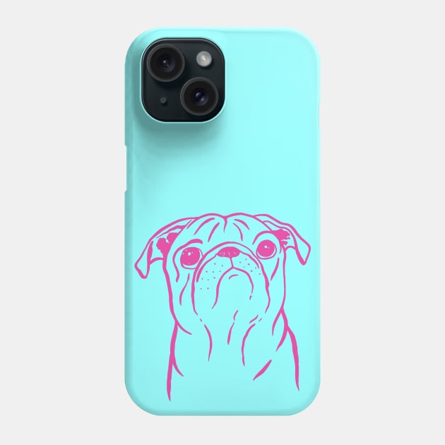 Pug (Cyan and Magenta) Phone Case by illucalliart