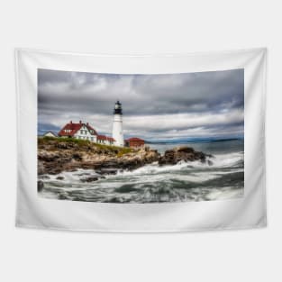 Rough Surf at Portland Headlight Tapestry