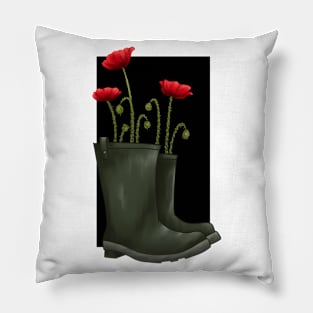 Poppies in Boots Pillow