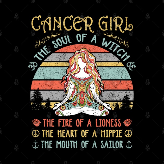 Cancer Girl The Soul Of A Witch Vintage Yoga Cancer Girl Birthday Gift by Tilida2012