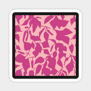 Birch leaves fuchsia on light pink seamless pattern Magnet