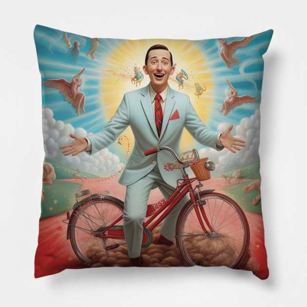 Pee Wee Herman in heaven - art 15 Pillow by Maverick Media