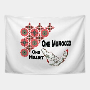 One Morocco One Heart Support Morocan Flag Tapestry