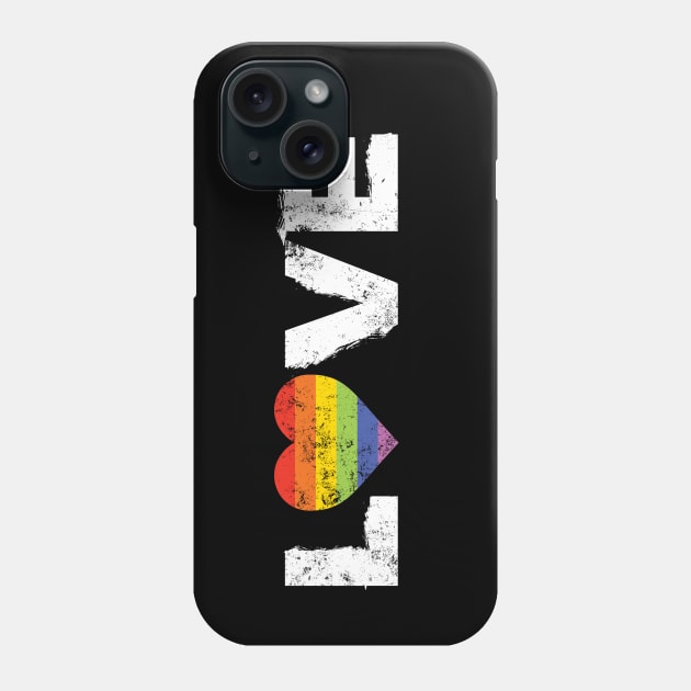 Love LGBT Rainbow Heart Phone Case by Black Tee Inc