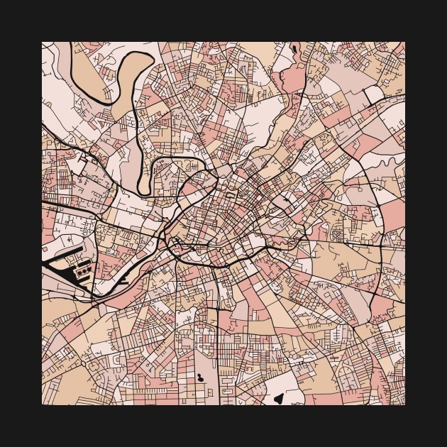 Manchester Map Pattern in Soft Pink Pastels by PatternMaps