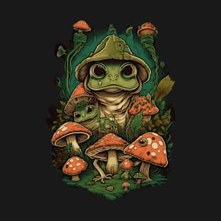 Cottagecore Frogs And Shrooms T-Shirt