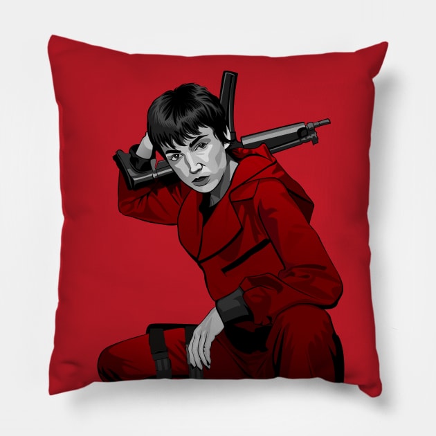 Money Heist Tokyo Pillow by Paul Draw