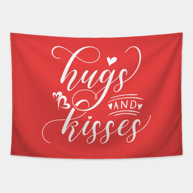 Hugs And Kisses Hearts Tapestry by TheBlackCatprints