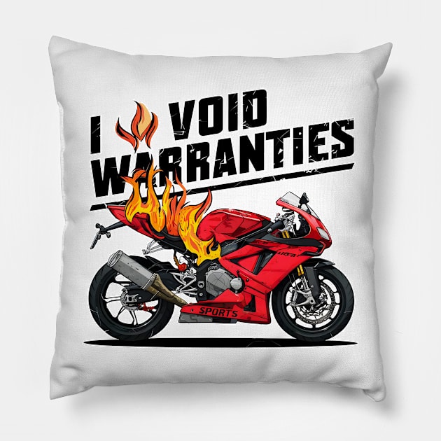 I void Warranties DIY motorcycle Warranty ruined automotive Tee 3 Pillow by Inkspire Apparel designs