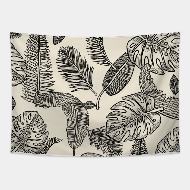 Tropical Drawing Pattern Tapestry Tapestry by aterkaderk