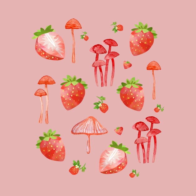 Cottagecore Mushrooms and Strawberries by BethTheKilljoy