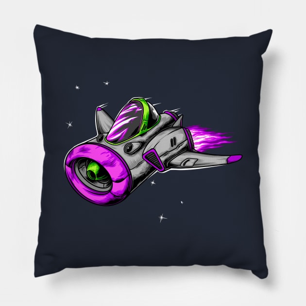 Space Ship Racer Illustration Lighter Pillow by Mako Design 