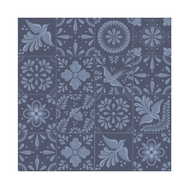 Opaque Blue Talavera Tile Pattern by Akbaly by Akbaly