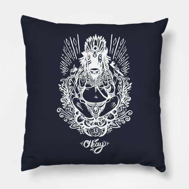 Western Ganesh - White Line Pillow by CEFrusher