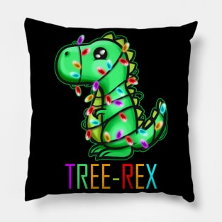 Christmas Tree Rex T-Rex Fairy Lights Light Chain Christmas Pillow