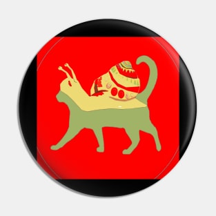 SNAIL CAT RED Pin