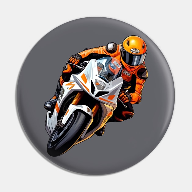 Superbike Motorcycle Racer Pin by AI Art Originals