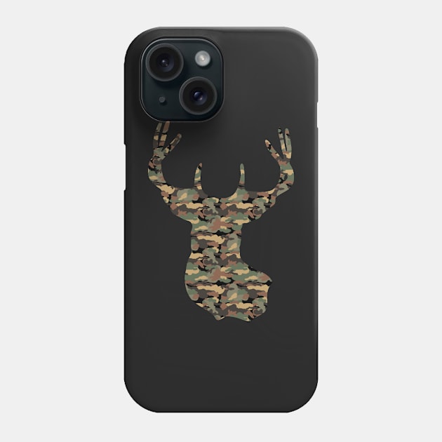 Buck Deer in Camouflage Pattern | Tree Bark Brown Phone Case by CheriesArt