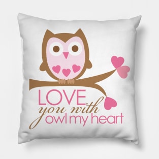 Love You With OWL My Heart Pillow