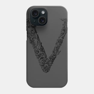 Vintage Initial Letter Lettering Alphabet V Phone Case