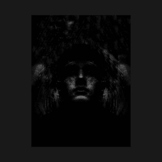 Portrait, digital collage, special processing. Dark, strong. Guy face looking up high. Fantasy. Grayscale. by 234TeeUser234