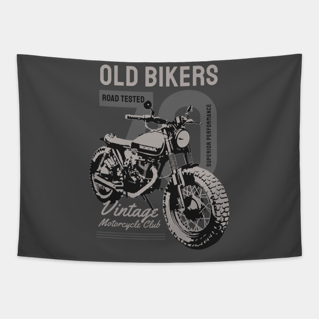 Old Bikers vintage 1970 motorcycle custom Tapestry by SpaceWiz95