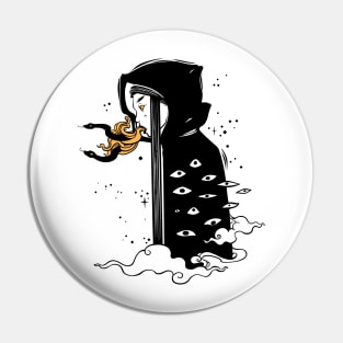Many Eyed Witch In Cloak With Magic Snakes, Goth art Pin