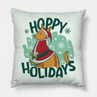 Hoppy Holidays // Funny Christmas Kangaroo Pillow