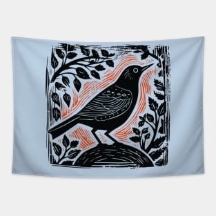 Lino Cut Bird Tapestry