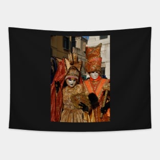 Carnival Couple in Orange Costumes Tapestry