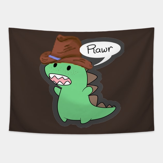 Cowboy Rawr Dinosaur Tapestry by Inviticus