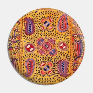 19th Century Yellow Ground Uzbekistan Suzani Pin