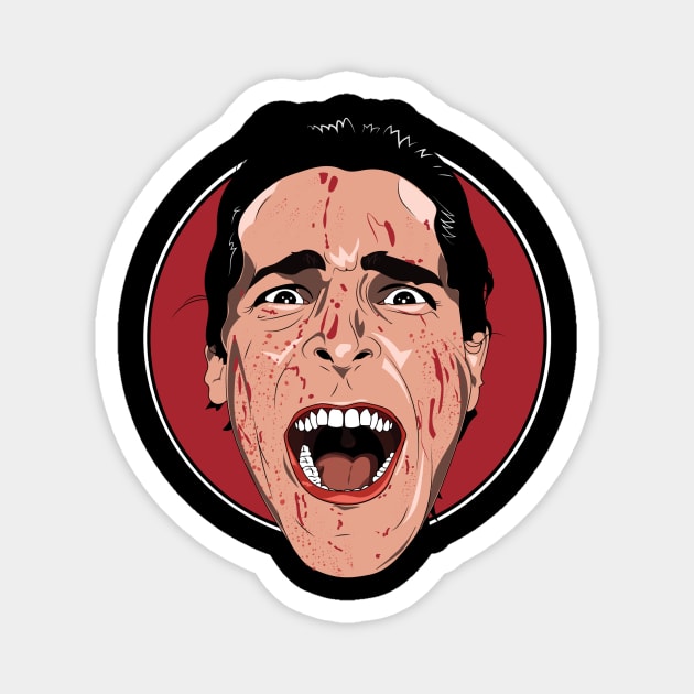 American Psycho Bloody Face Cartoon Magnet by zdburrage