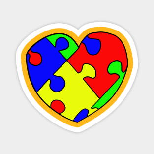 Bright Jigsaw Heart Magnet